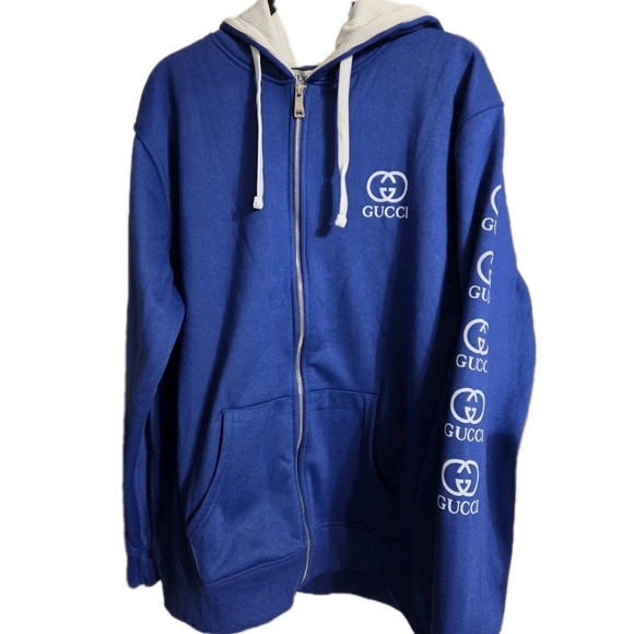 Gucci GG Supreme Logo Royal Blue Hoodie & Joggers Set Mens XXL (BOTH PIECES INCU - Picture 3 of 9